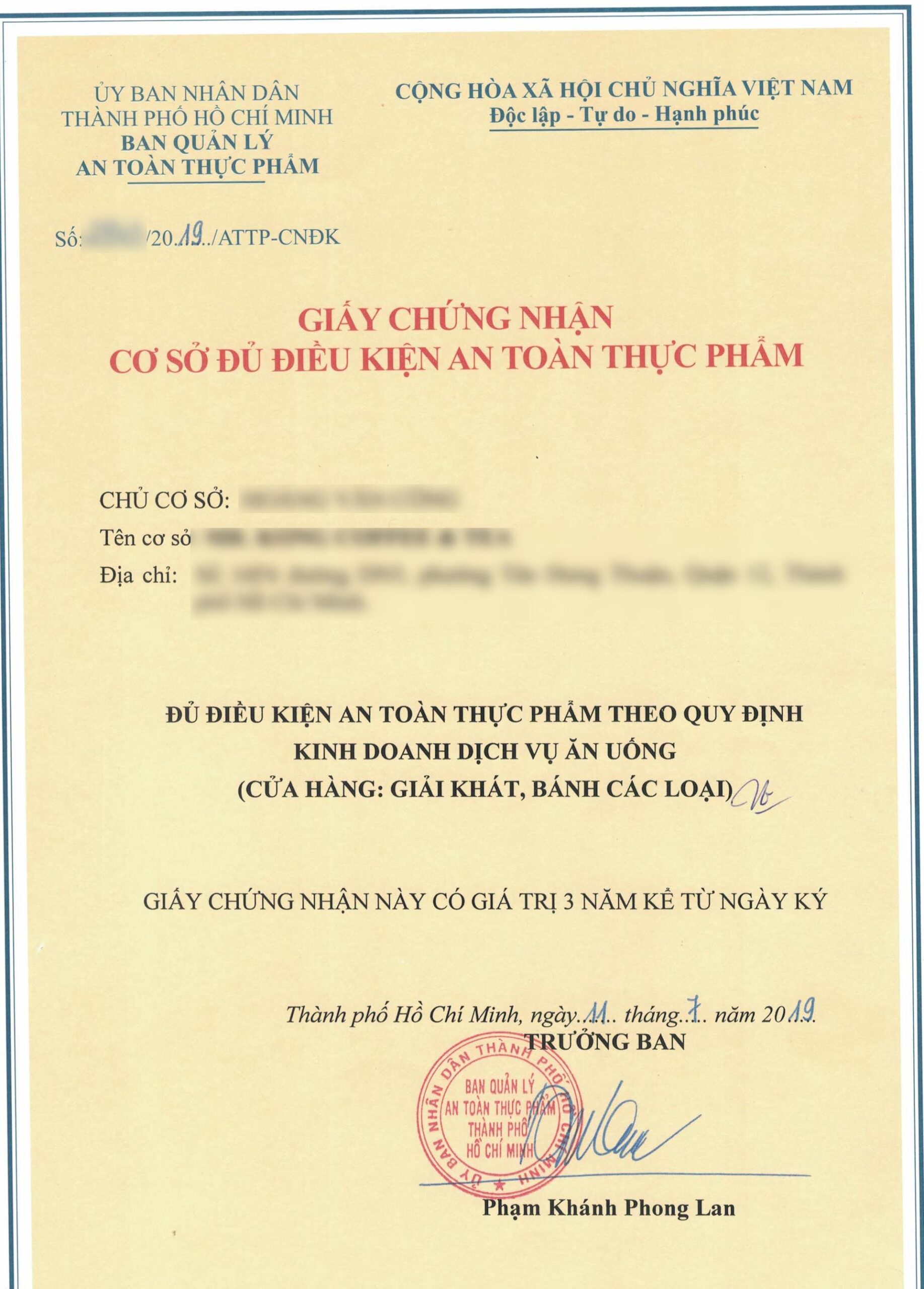 giấy chứng nhận đủ điều kiện attp