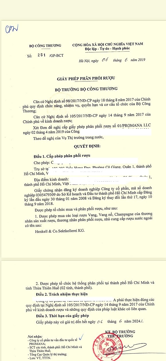 Giấy phép bán buôn rượu theo quy định mới nhất